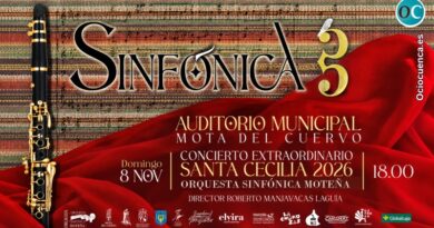 Sinfónica 3: Concierto Extraordinario de Santa Cecilia 2026 de la Orquesta Sinfónica Moteña, el domingo 8 de noviembre a las 18:00 en el Auditorio Municipal de Mota del Cuervo