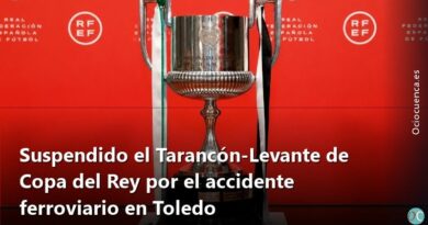 Trofeo de la Copa del Rey con el titular: Suspendido el Tarancón-Levante de Copa del Rey por el accidente ferroviario en Toledo
