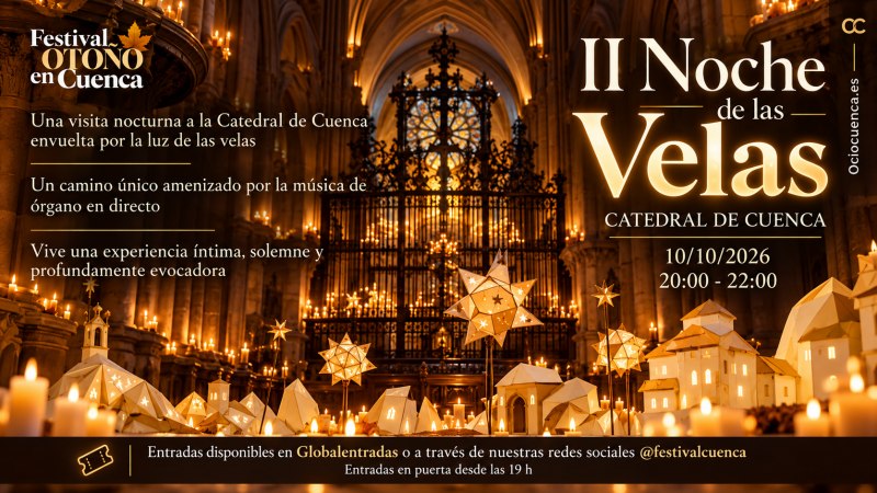 La II Noche de las Velas ilumina la Catedral de Cuenca con una visita nocturna y música de órgano el 10 de octubre