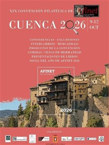 Cartel de la XIX Convención Filatélica de AFINET en Cuenca, del 9 al 12 de octubre de 2026